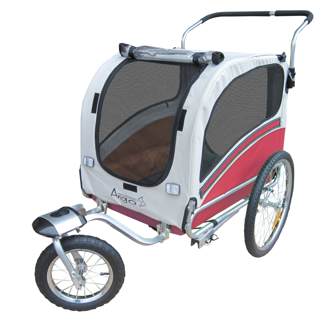 Remorque vélo + poussette pour chien | Mod. \"ARGO MEDIUM\" (Dimensions intérieures: 45x75 cm)