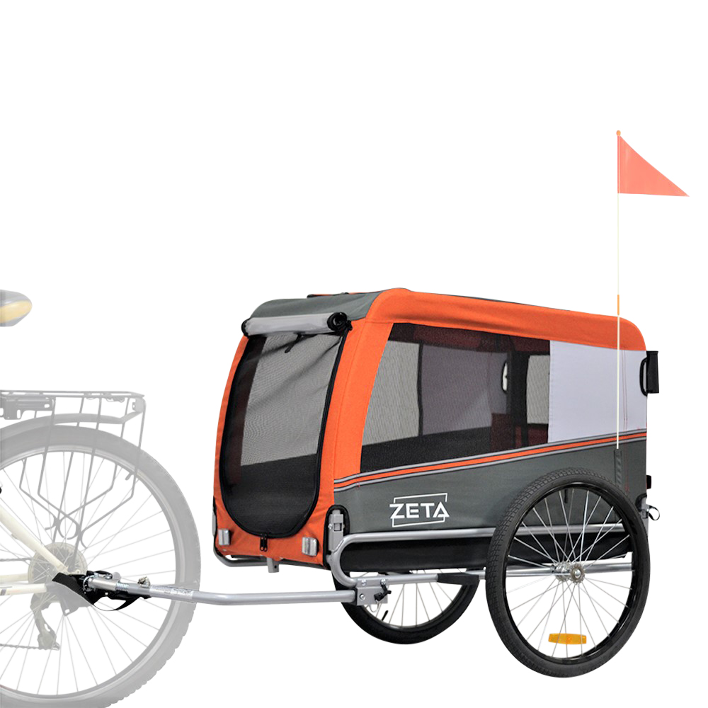 Remorque vélo + poussette pour chien | Mod. \"ZETA LARGE\" (Dimensions intérieures: 50x85 cm)
